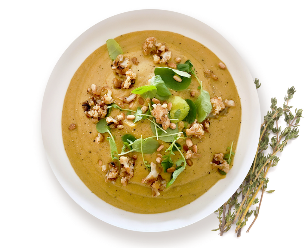 #CeleneCuisine: Roasted Delicata Squash & Cauliflower Soup + Citrus Watercress Salad