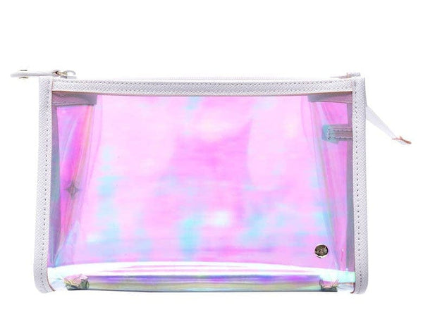 Stephanie Johnson - White Hologram Medium Zip Cosmetic Bag